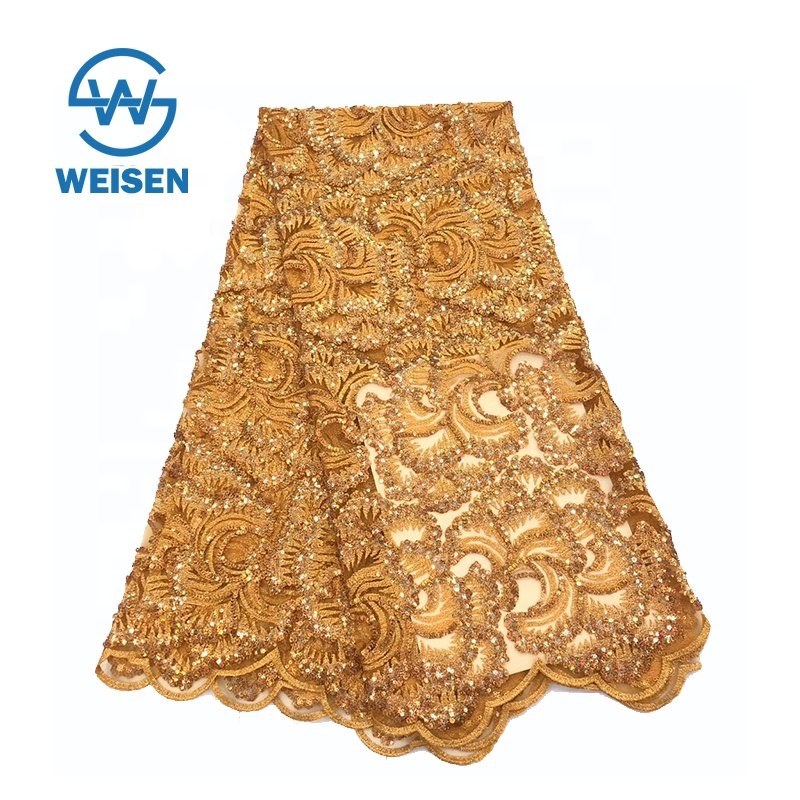 Net Design Guipure Lace Sequin Velvet Polyester Multi Color Embroidery Fabric