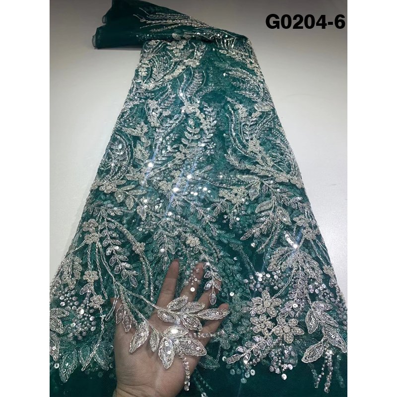 2021 Latest African Nigeria beaded sequins tulle lace fabrics for party fuchsia luxury embroidered french lace fabric