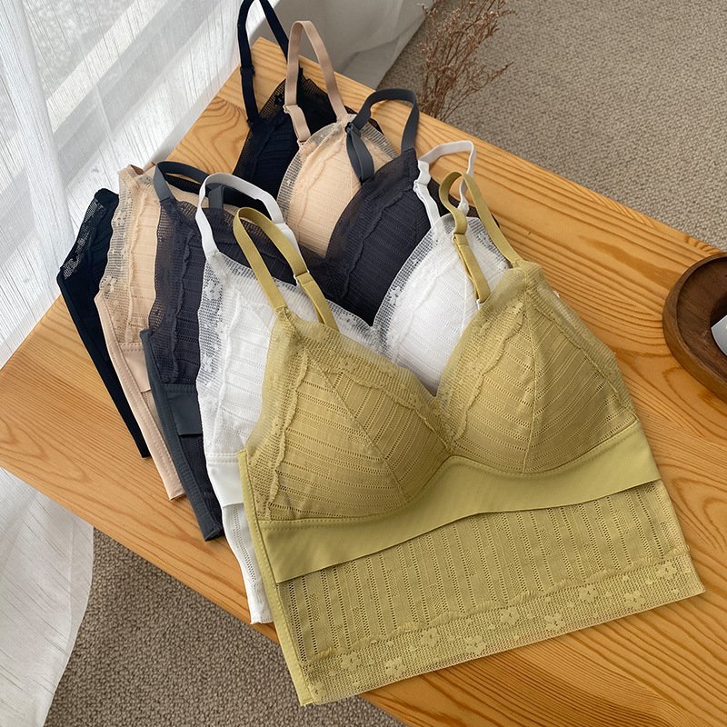2023 Summer Hot Women's Tank Top Bra Lace breathable Bralette Hollow Out Crop Tops Padded Bras for Girls