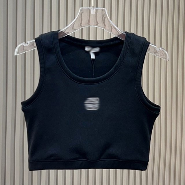 GX7115 Fashion Summer Ladies Tank Top Sexy Elegant O-neck Tight Fit Sleeveless Letter Embroidery Cropped Tops Women