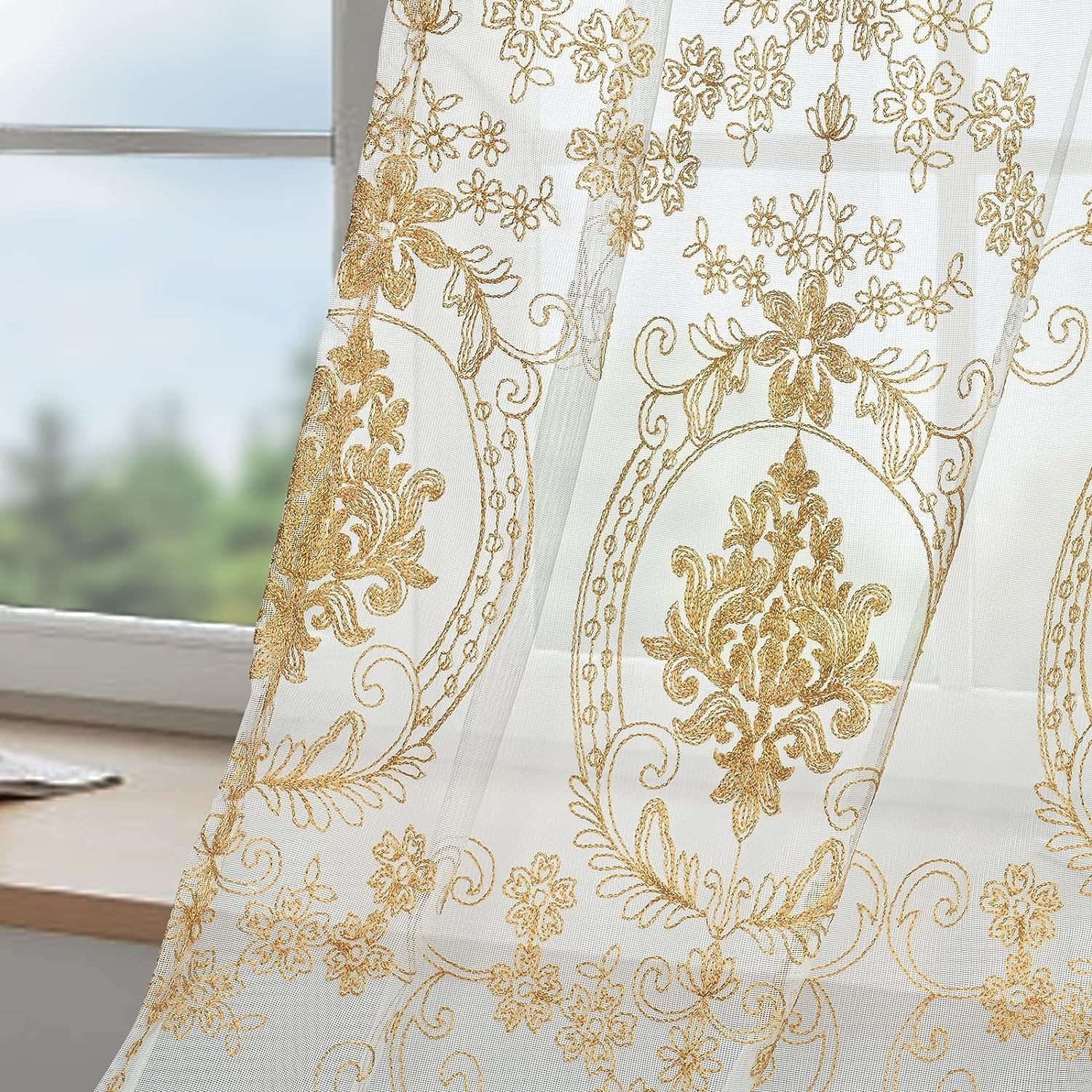wholesale latest design embroidery curtain roll fabric mesh sheer textile curtain fabrics modern