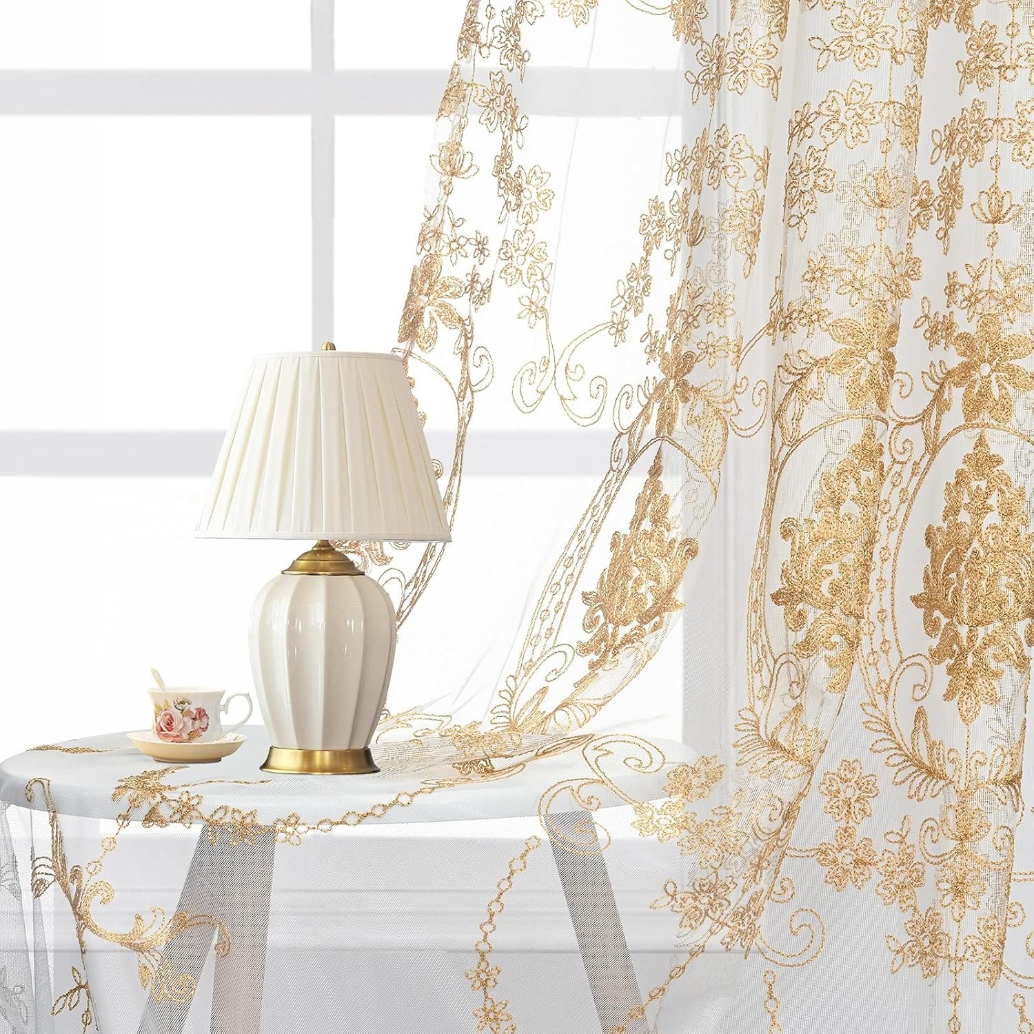 wholesale latest design embroidery curtain roll fabric mesh sheer textile curtain fabrics modern