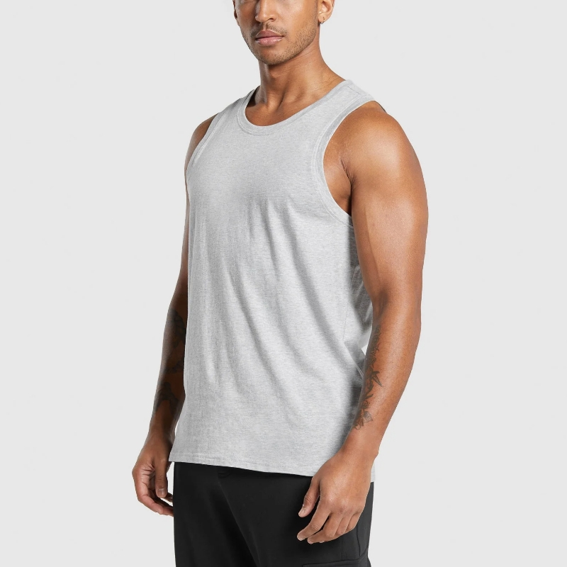 Wholesale men athletic fitness gym wear men's training tank top fitted ribbed graphic cotton tank top for men