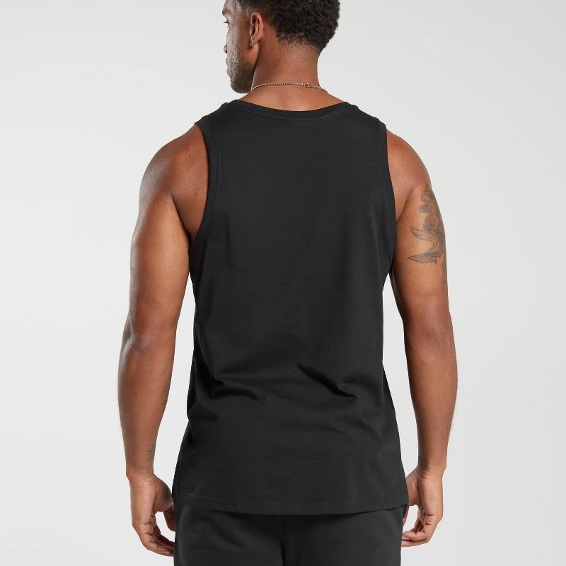 Wholesale men athletic fitness gym wear men's training tank top fitted ribbed graphic cotton tank top for men