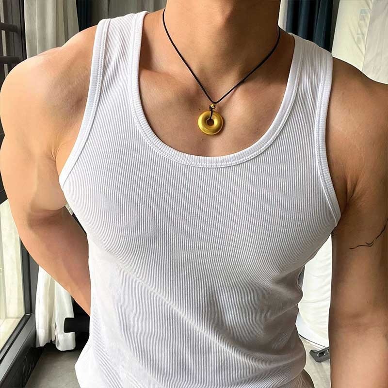 Pack Of 3 Cheap Factory Polyester Manufacturers Solid Color Custom Logo Muscle Fit Ribbed Vests Ribbed Vest Men