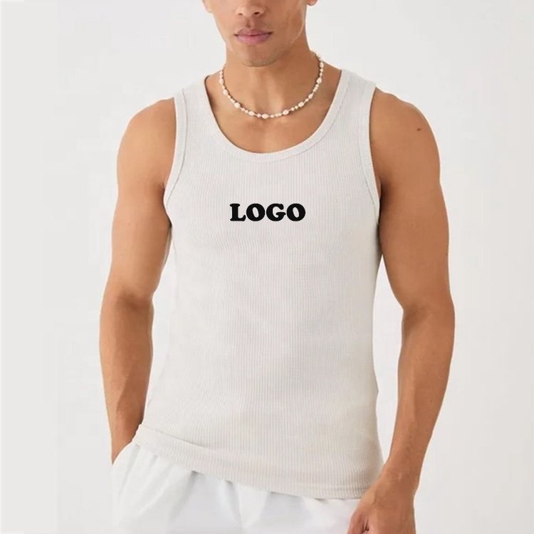 OEM custom bodybuilding muscle singlet stringer gym ribbed tank top for men