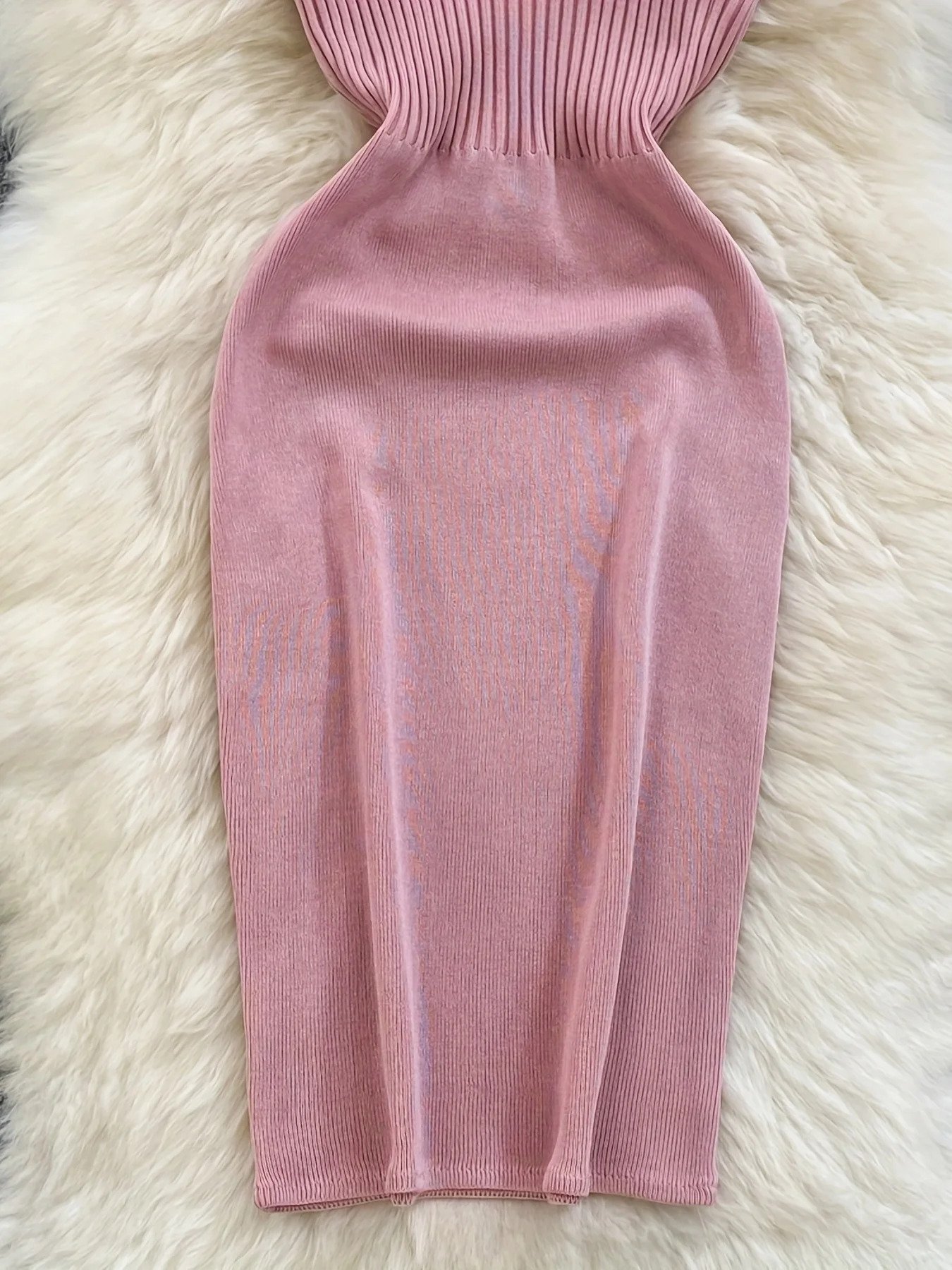Ribbed Lace Up Dress Elegant Solid Slim Ruffle Trim Dress Women's Clothing Bodycon Short Mini Dress