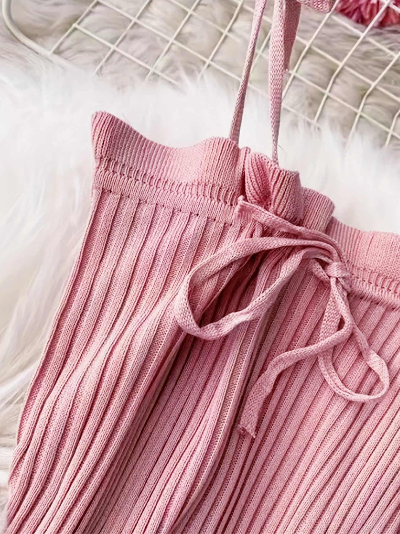 Ribbed Lace Up Dress Elegant Solid Slim Ruffle Trim Dress Women's Clothing Bodycon Short Mini Dress