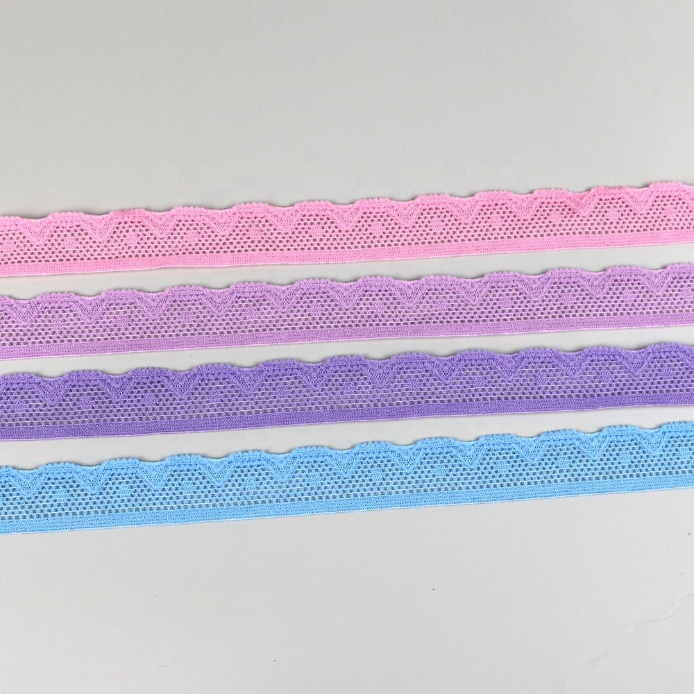 Wholesale jacquard heart design elastic band knitted lingerie lace elastic trim webbing lace for underwear