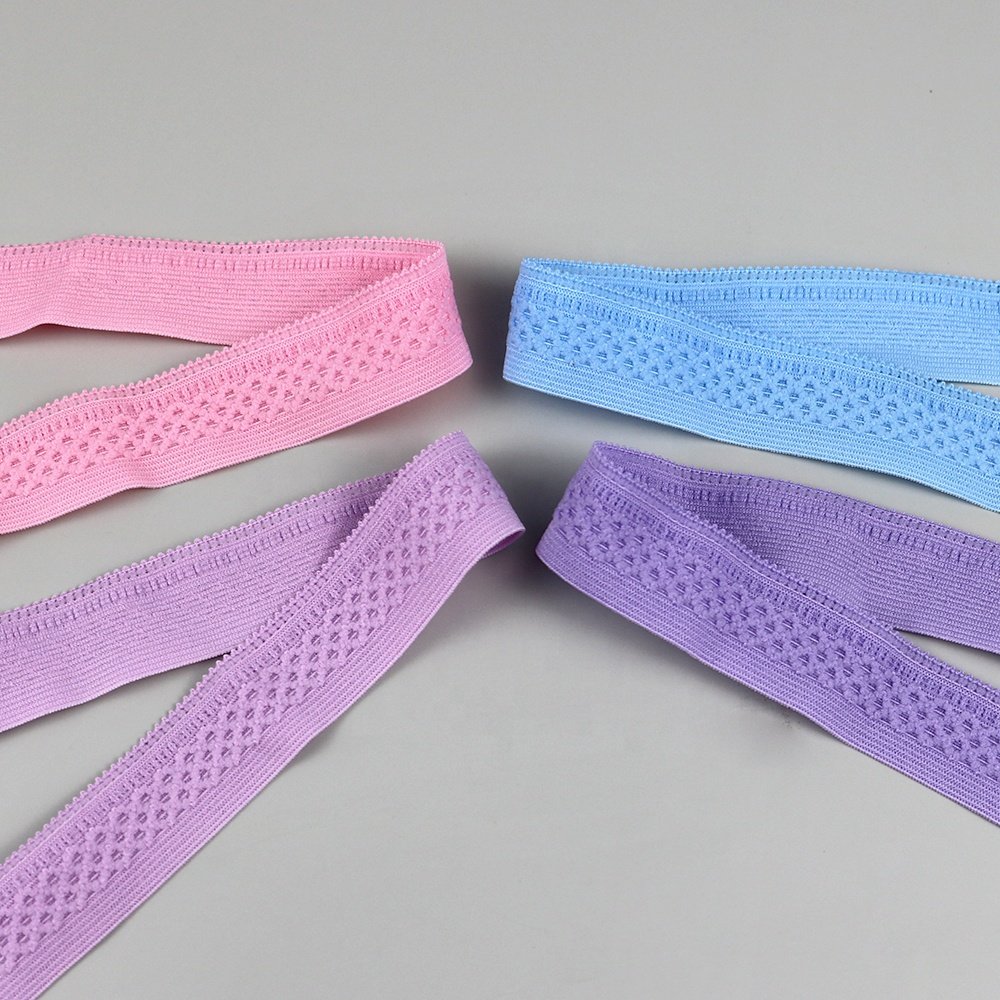 Wholesale jacquard heart design elastic band knitted lingerie lace elastic trim webbing lace for underwear