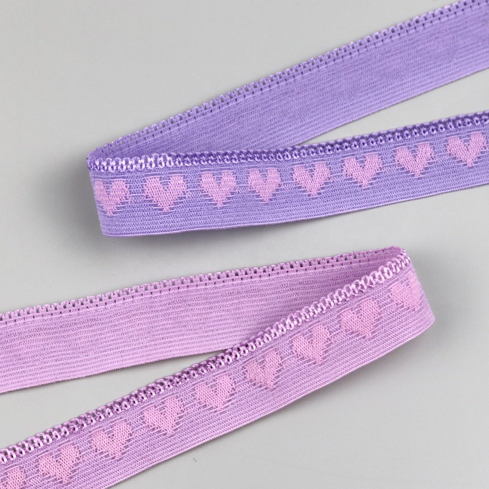 Wholesale jacquard heart design elastic band knitted lingerie lace elastic trim webbing lace for underwear