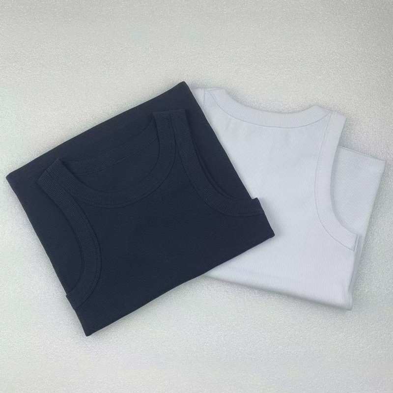 New design Clothing Custom Logo Graphic Running Tank Tops Blank White Simple Basic Knit Ribbed Crop Tank Tops