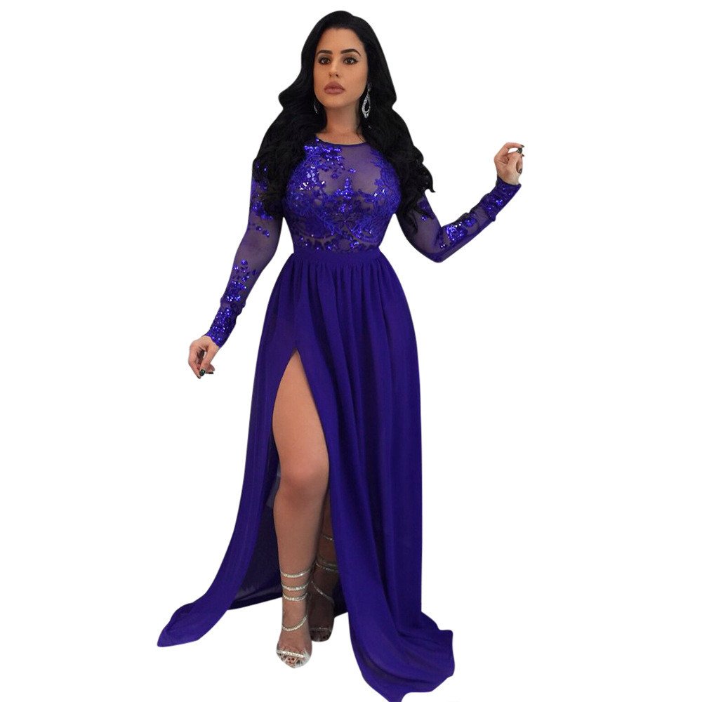 J9281 Wholesale Long Sleeve Evening Dress Formal Prom Dresses 2021 Evening Sequin Lace Women Party Dresses Long