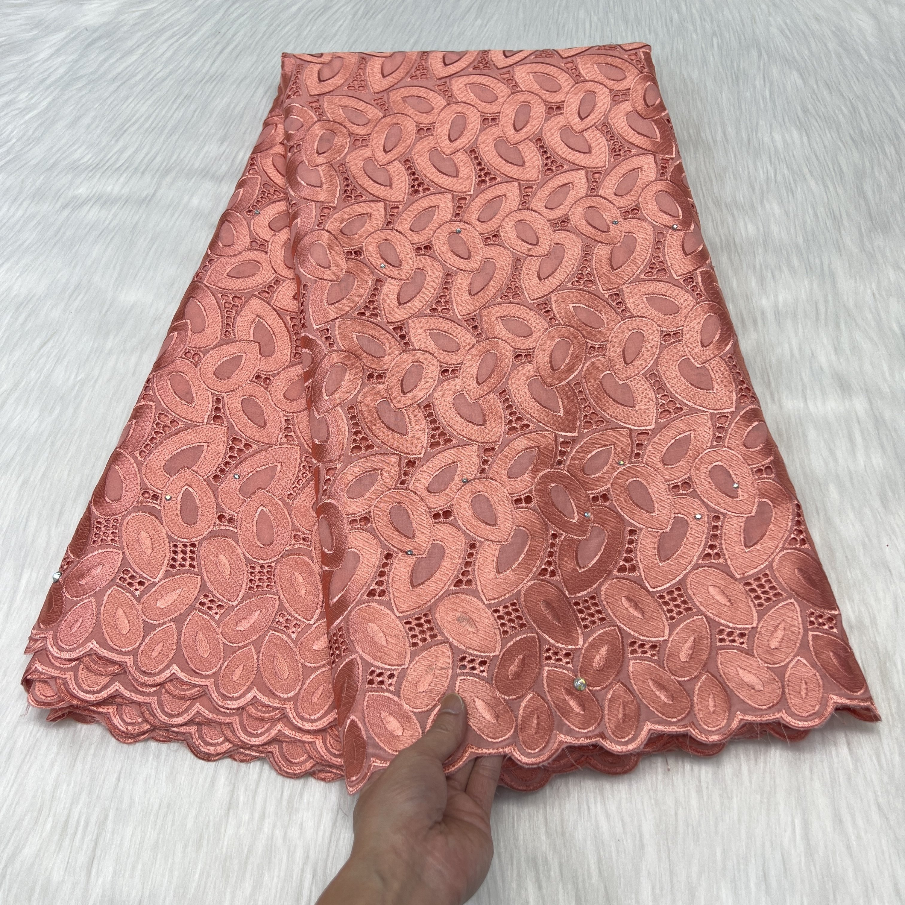 Mesh embroidered cotton lace fabric jacquard brocade fabric for women Swiss voile lace in Switzerland cotton lace