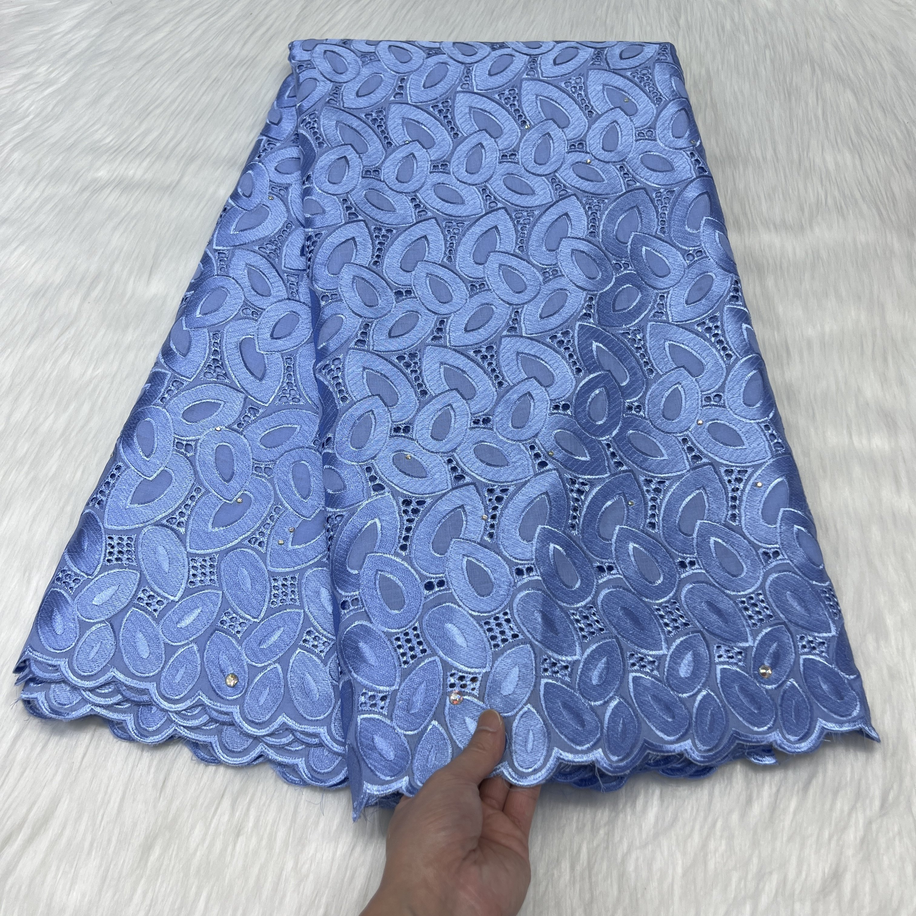 Mesh embroidered cotton lace fabric jacquard brocade fabric for women Swiss voile lace in Switzerland cotton lace