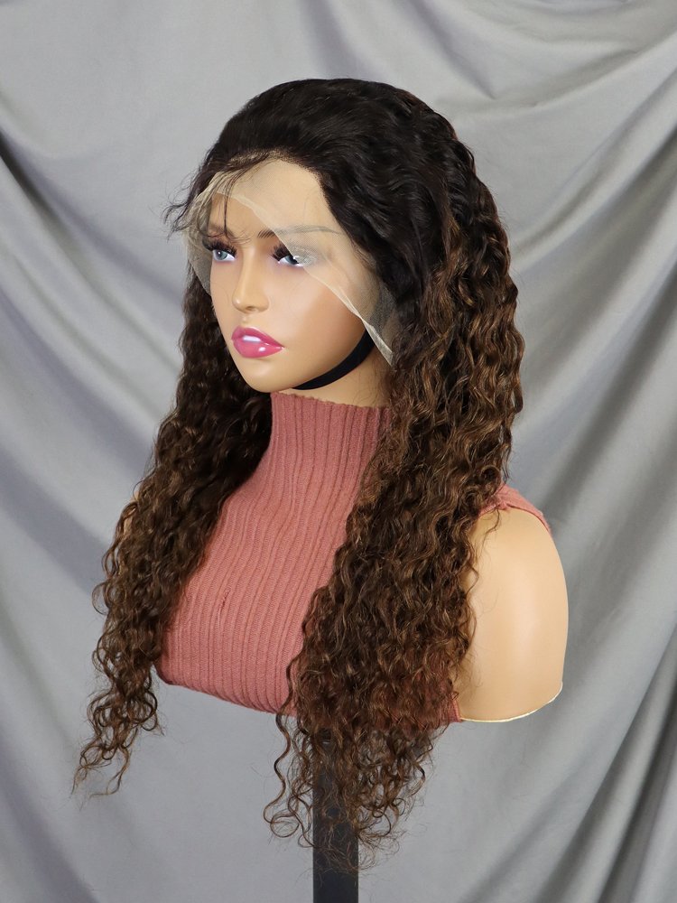 Wholesale Raw Brazilian Hair Wigs Ombre 4/30 Full Frontal Deep Wave 13x4 Lace Front Wig Highlighted Brown Curly Human Hair Wigs