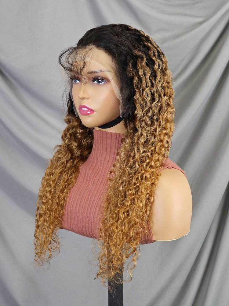 Wholesale Raw Brazilian Hair Wigs Ombre 4/30 Full Frontal Deep Wave 13x4 Lace Front Wig Highlighted Brown Curly Human Hair Wigs