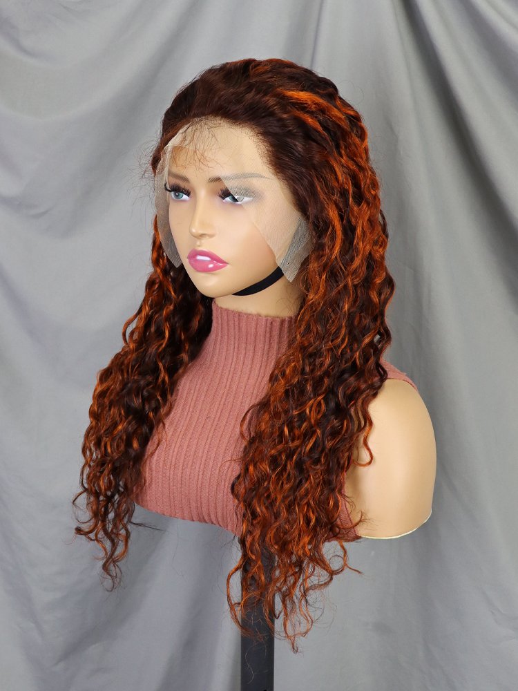 Wholesale Raw Brazilian Hair Wigs Ombre 4/30 Full Frontal Deep Wave 13x4 Lace Front Wig Highlighted Brown Curly Human Hair Wigs