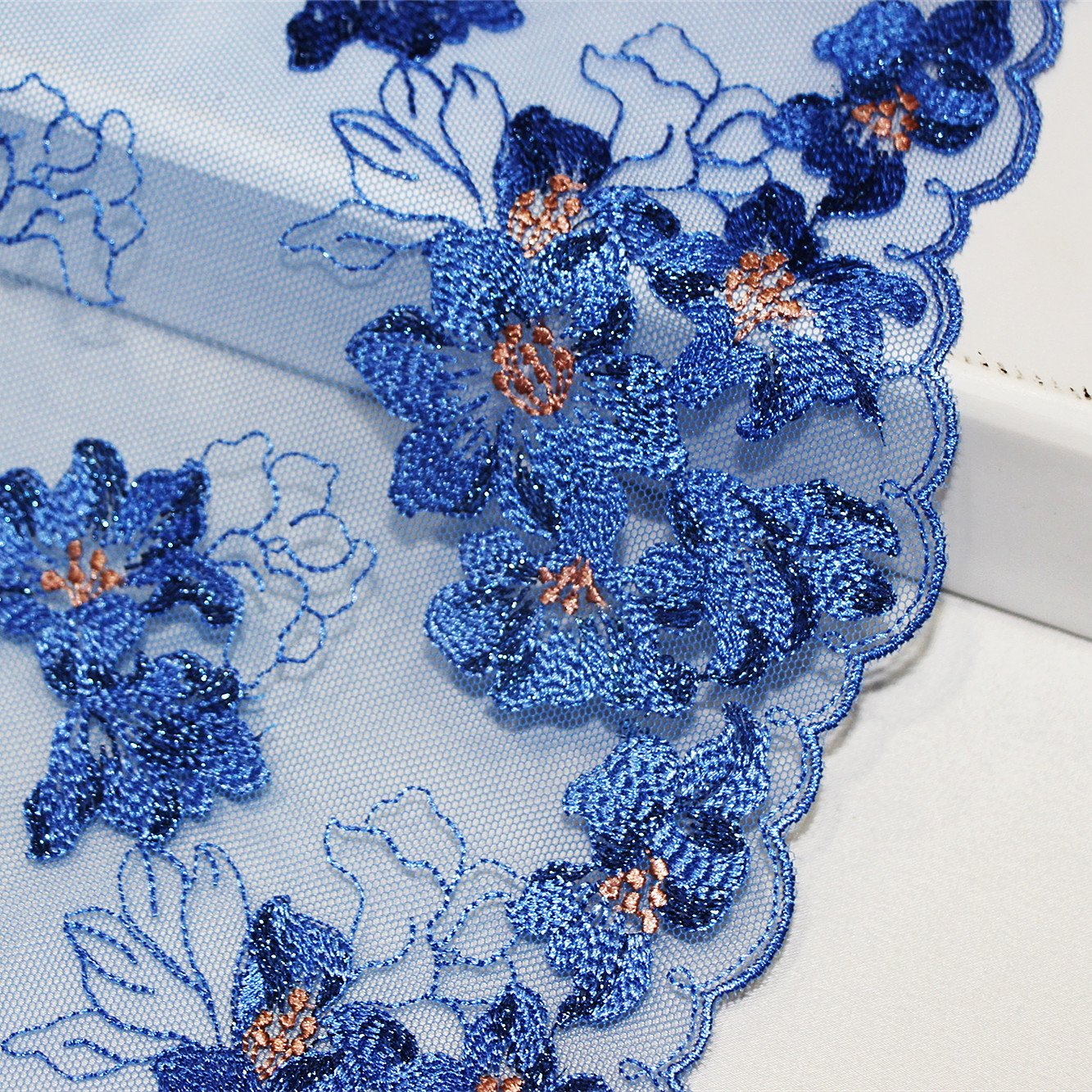 Embroidered lace fabric Martian red Chantilly dress fashion new design floral embroidery lace