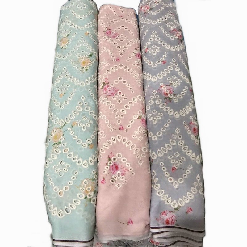 2024 custom made New design cotton embroidery eyelet fabric