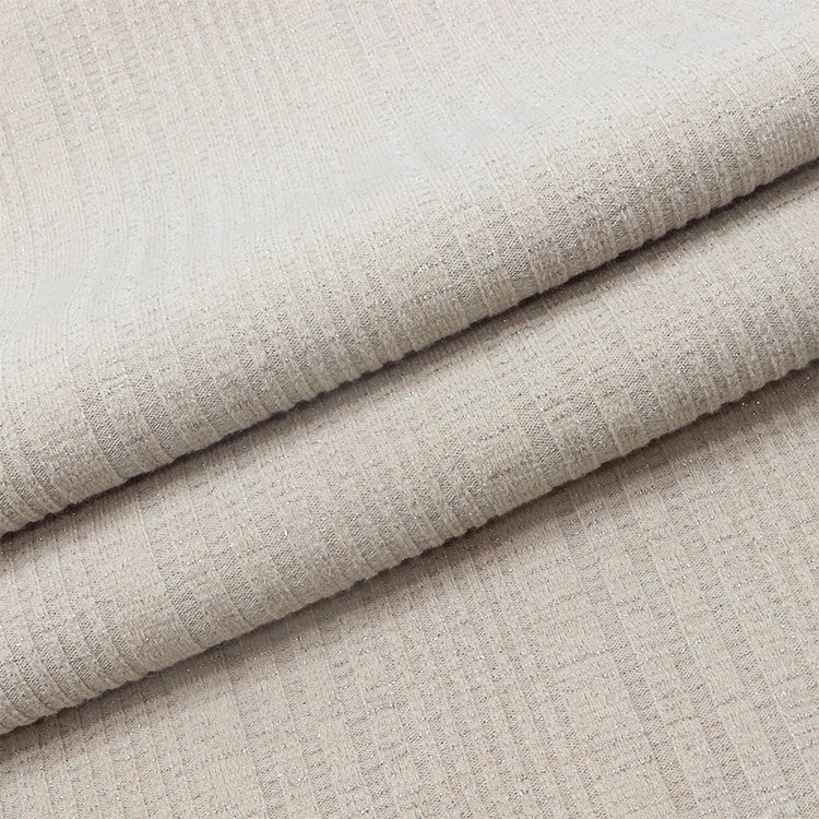 Knitted Heavyweight Winter Garment Fabric 430gsm Custom Viscose Rayon Polyester Metallic Spandex Ribbed Single Jersey Fabric