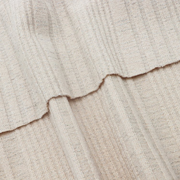 Knitted Heavyweight Winter Garment Fabric 430gsm Custom Viscose Rayon Polyester Metallic Spandex Ribbed Single Jersey Fabric