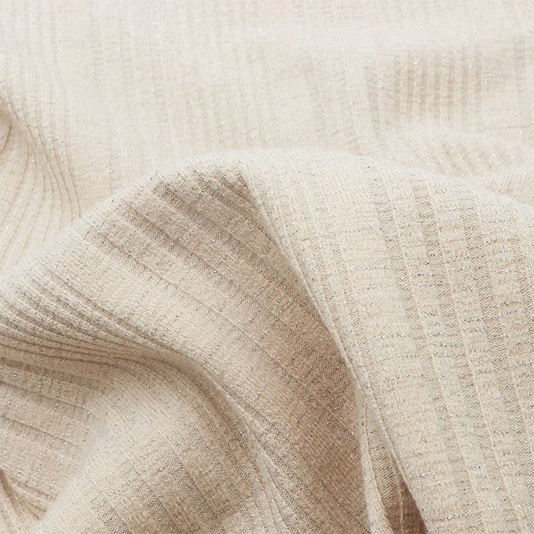 Knitted Heavyweight Winter Garment Fabric 430gsm Custom Viscose Rayon Polyester Metallic Spandex Ribbed Single Jersey Fabric