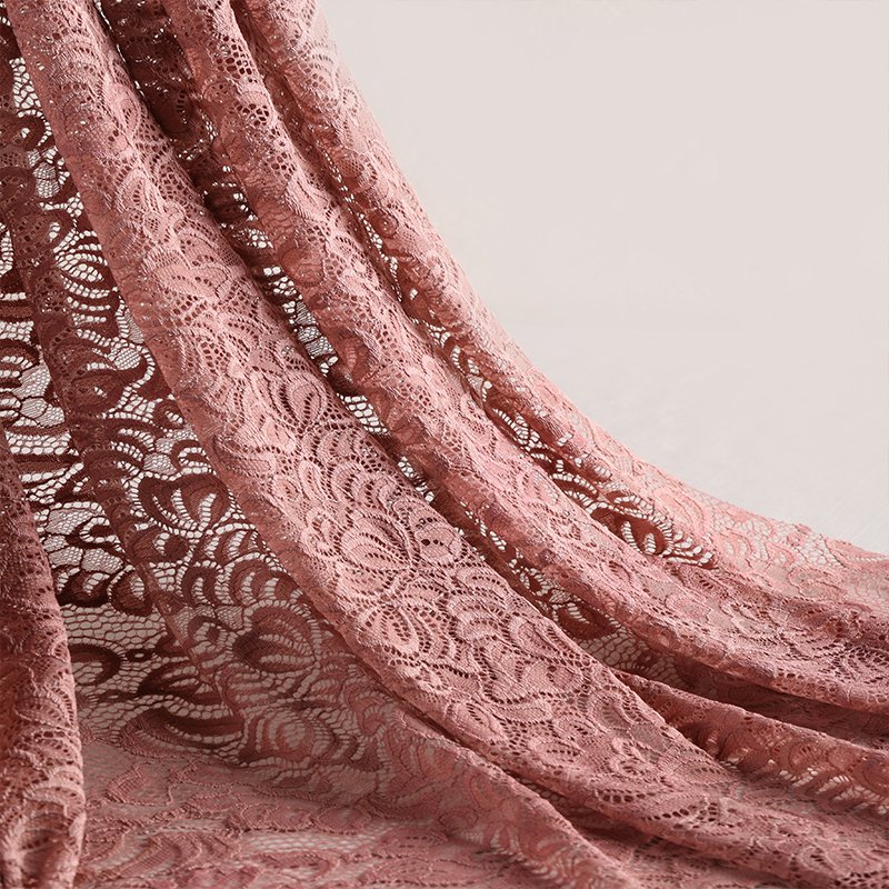 Custom Big Flower Design Stretch Spandex Nylon Lace Fabric for Clothing