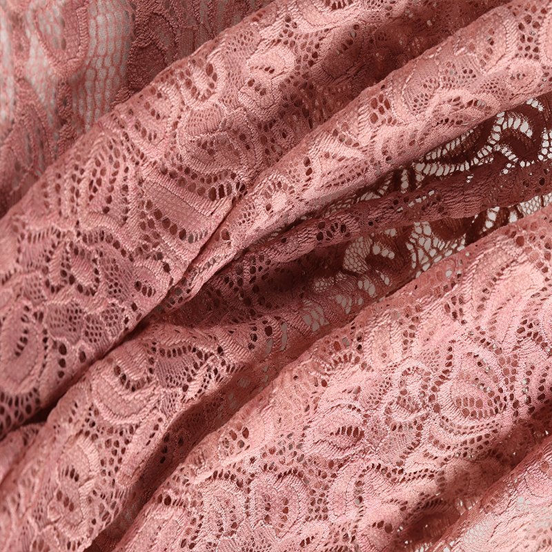 Custom Big Flower Design Stretch Spandex Nylon Lace Fabric for Clothing
