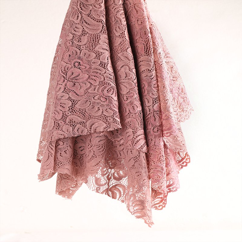 Custom Big Flower Design Stretch Spandex Nylon Lace Fabric for Clothing