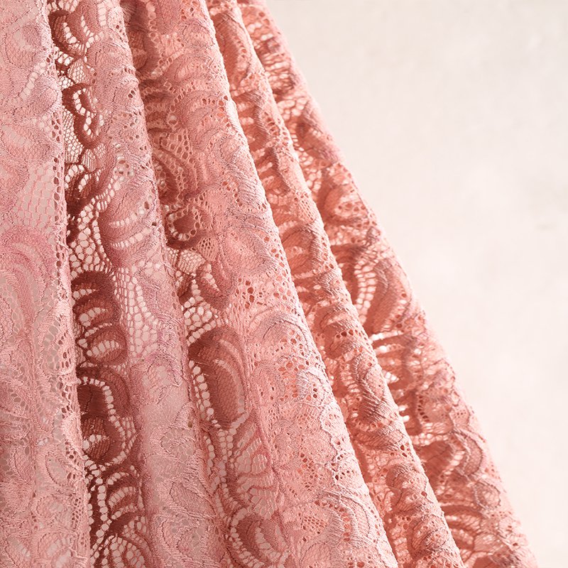 Custom Big Flower Design Stretch Spandex Nylon Lace Fabric for Clothing