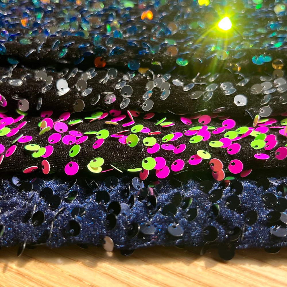 Wholesale Gold Embroidery Lace and Velvet Colorful Sequin Dress Fabric