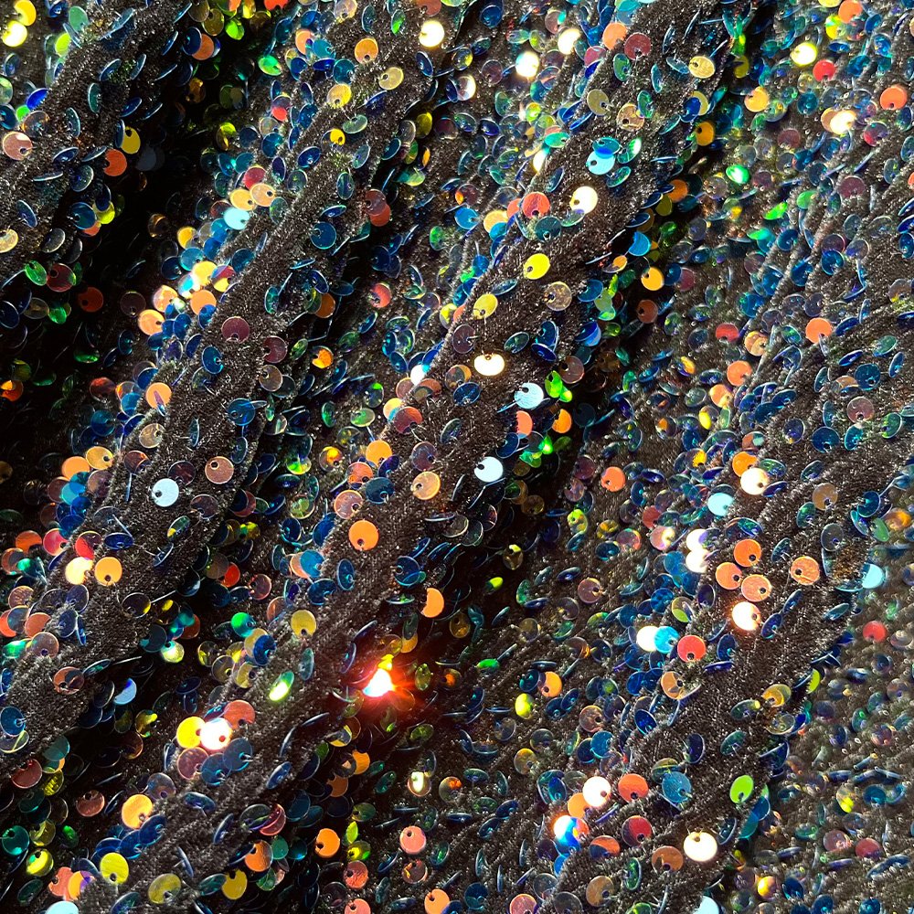 Wholesale Gold Embroidery Lace and Velvet Colorful Sequin Dress Fabric