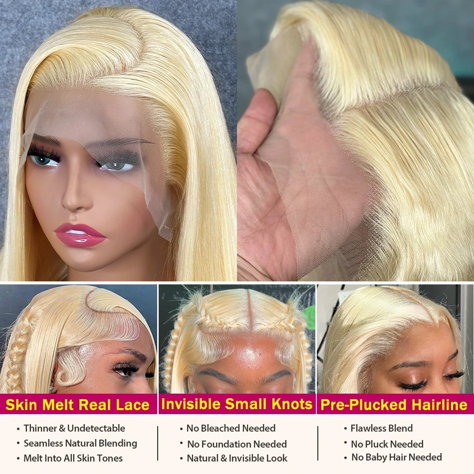 613 Blonde Hd Full Lace Wigs Raw Vietnamese Human Hair13x4 Lace Front Wig Pre Plucked Deep Wave Brazilian Natural Human Hair Wig