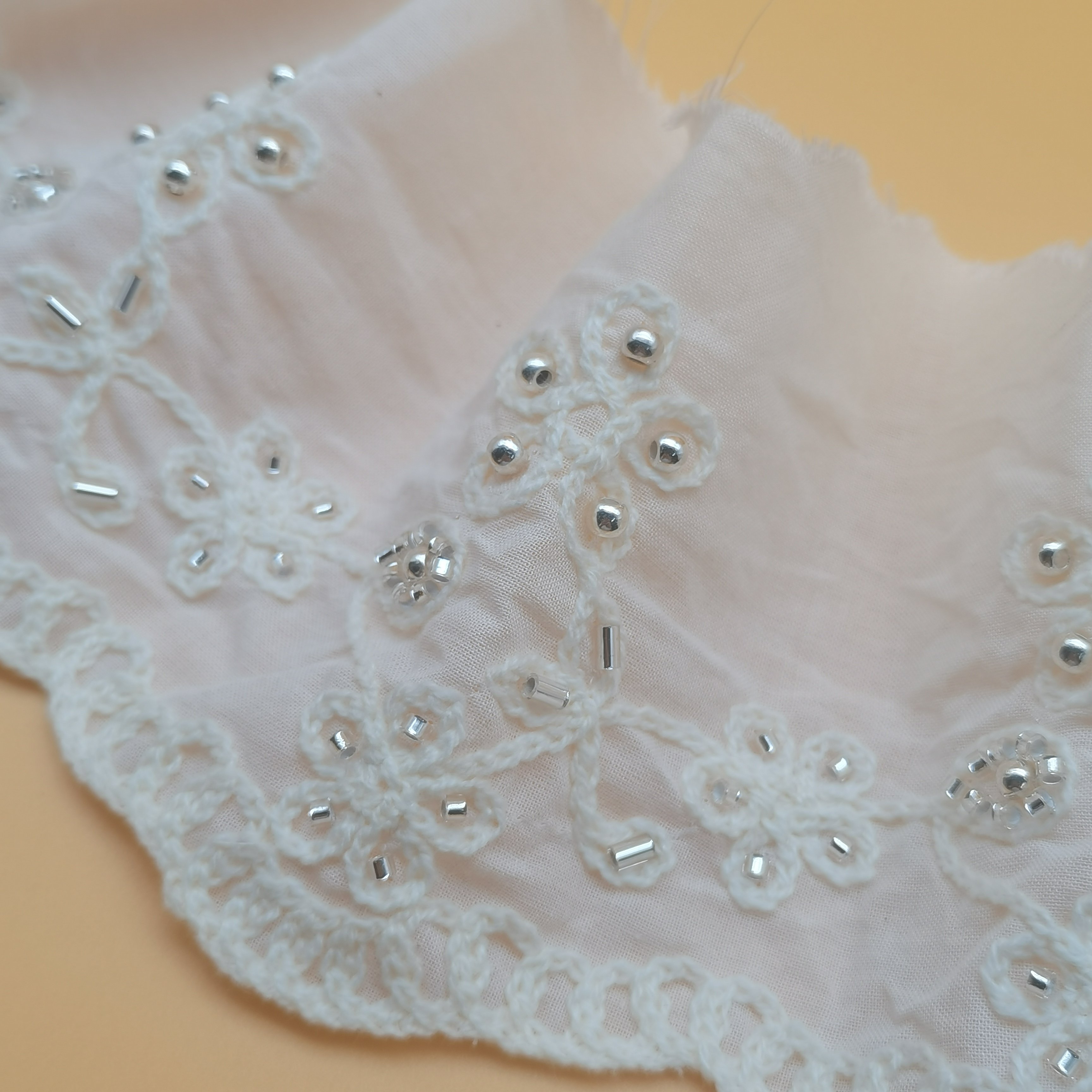 Hot Selling 100% Cotton Beaded Lace Trim Embroidery Fabric for Women's Clothing & Wedding Dresses for Shoes & Bags Accessory
