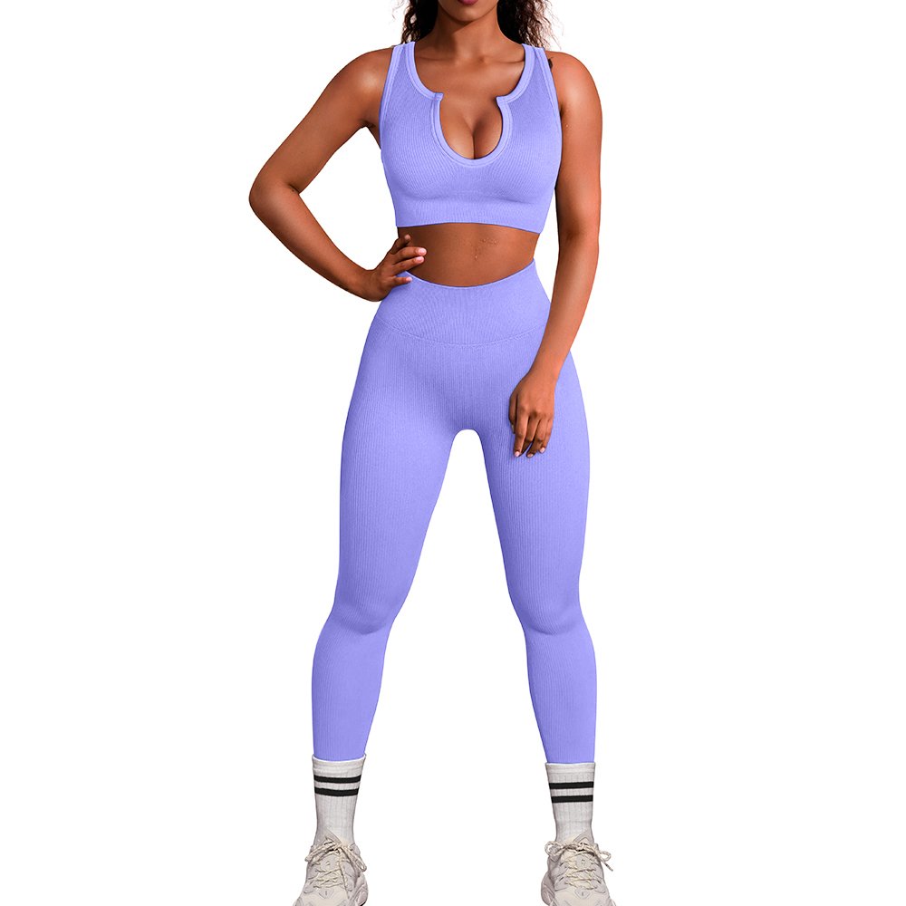 Factory Customization Women's 2 Piece Gym Fitness Sets Sexy Ribbed Women Yoga Set
