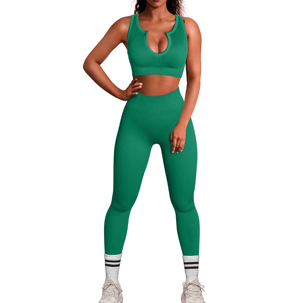 Factory Customization Women's 2 Piece Gym Fitness Sets Sexy Ribbed Women Yoga Set