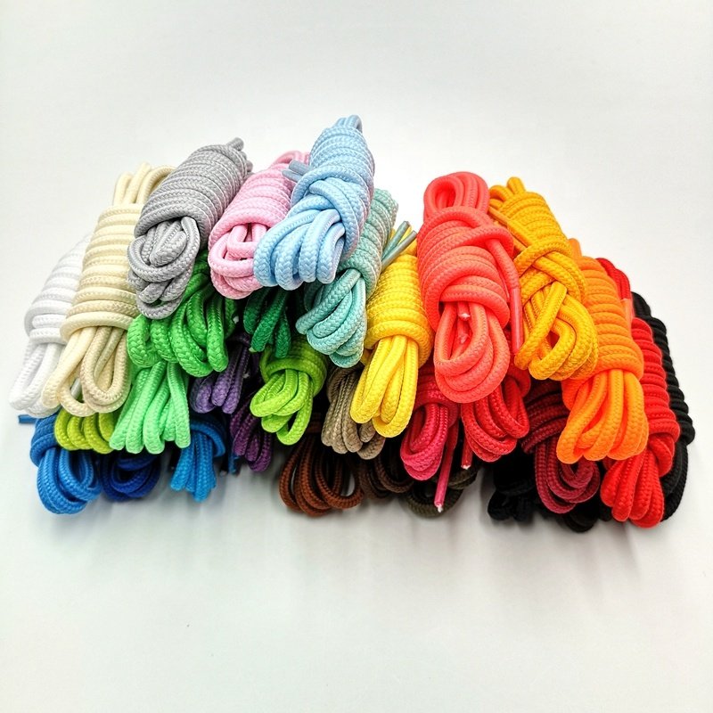 Supply boots use classic design braided shoelaces 5mm round polyester rope shoe laces round