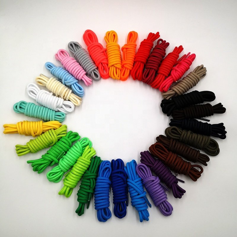 Supply boots use classic design braided shoelaces 5mm round polyester rope shoe laces round