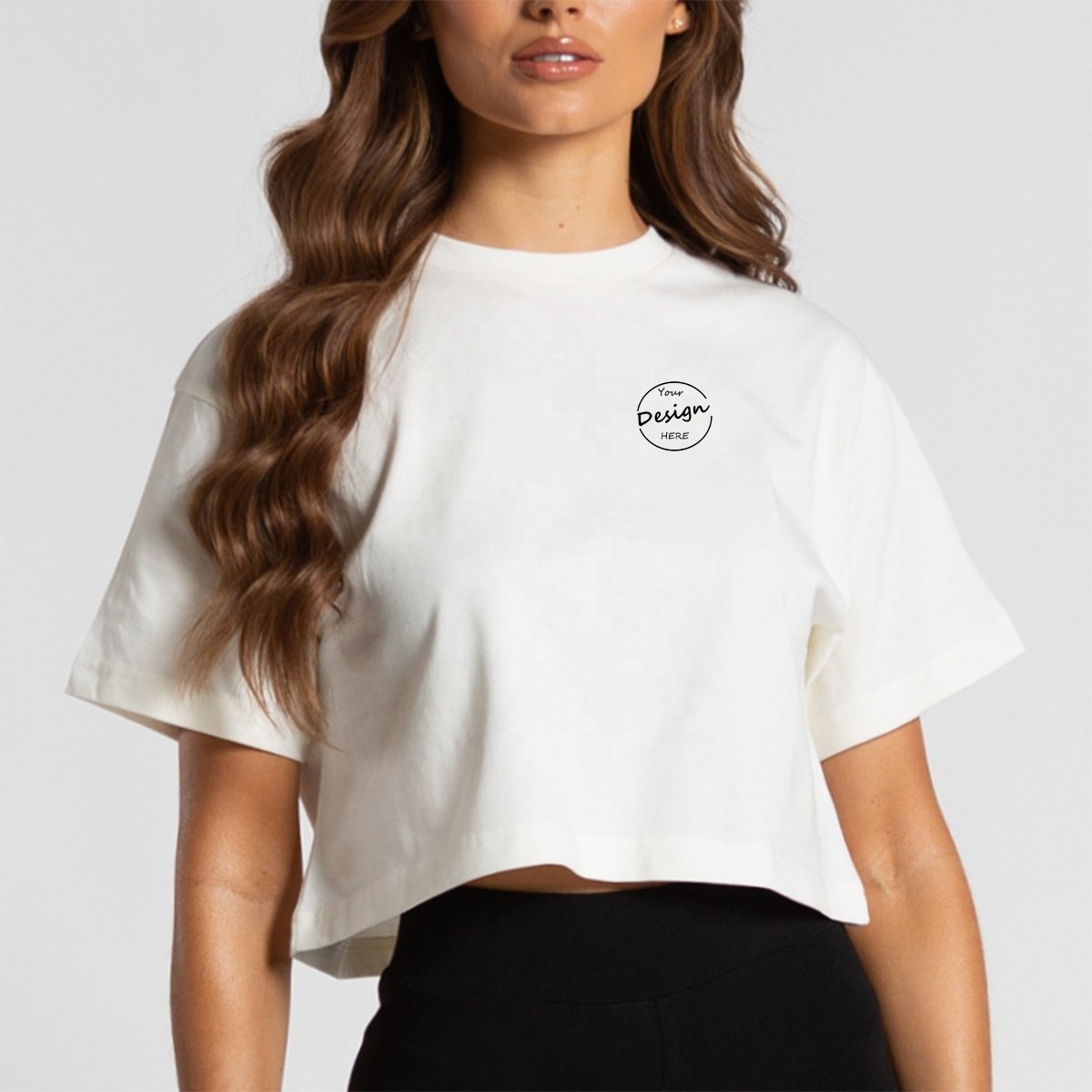 Custom Logo OEM Casual Women Solid Blank Cotton Crop Tops T-Shirt Women Summer Short Sleeve Oversized Crop Top T-Shirts Women