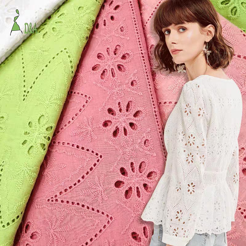 New Colour Cotton Eyelet Embroidery Fabric Cotton Lace Fabric Swiss Voile Stock Available For Garment And Girls Dresses