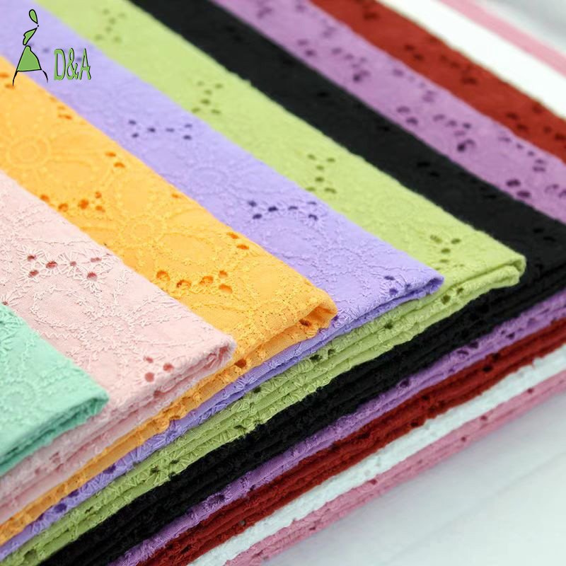 New Colour Cotton Eyelet Embroidery Fabric Cotton Lace Fabric Swiss Voile Stock Available For Garment And Girls Dresses