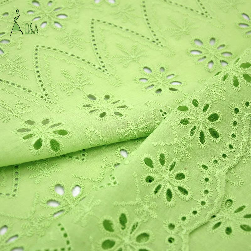 New Colour Cotton Eyelet Embroidery Fabric Cotton Lace Fabric Swiss Voile Stock Available For Garment And Girls Dresses