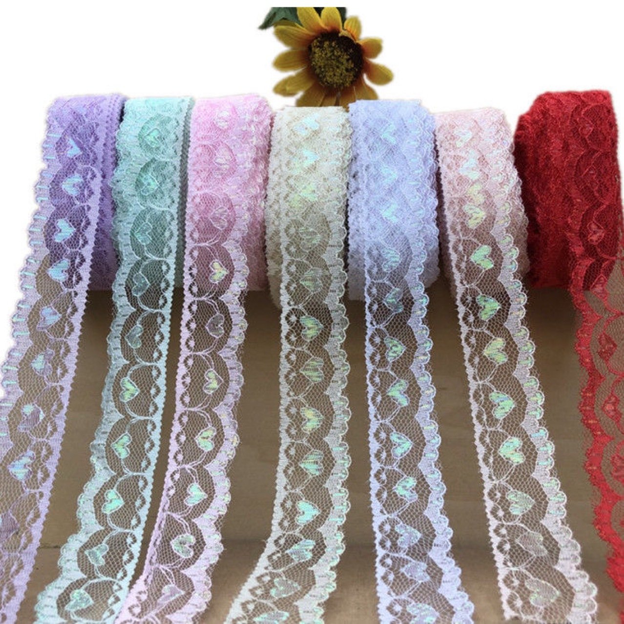 Colorful 3 cm Wide Polyester DIY Handmade Lace Accessories Bright Silk Lace for Mosquito Net Tablecloth Curtain Garment