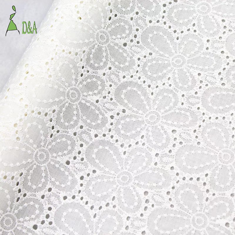 Dyed High Quality Cotton Embroidery Eyelet Fabric Cotton Lace Fabric Swiss Voile Stock Available For Clothing And Girls Dresses