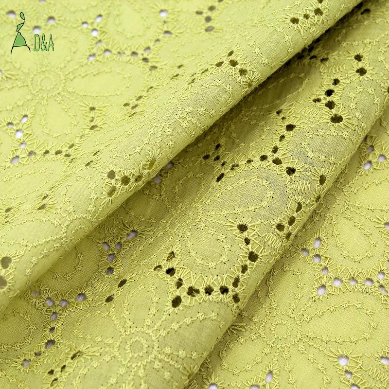 Dyed High Quality Cotton Embroidery Eyelet Fabric Cotton Lace Fabric Swiss Voile Stock Available For Clothing And Girls Dresses