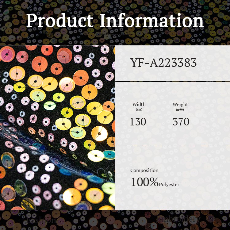 2024 New Colorful Sequin Embroidery Fabric Rainbow Sequin Velvet Fabric