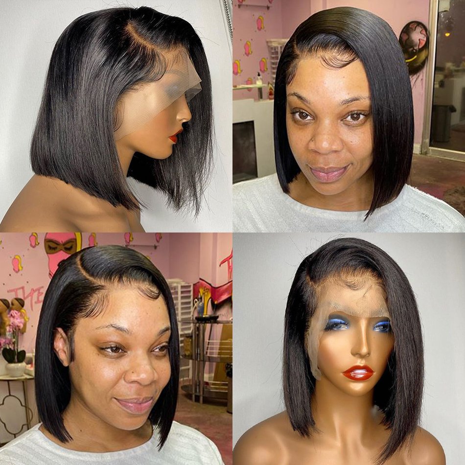 Wholesale Peruvian Short Bob Wigs Human Hair Lace Front Cheap Hd Lace Frontal Wig For Black Women Bone Straight Human Hair Wigs
