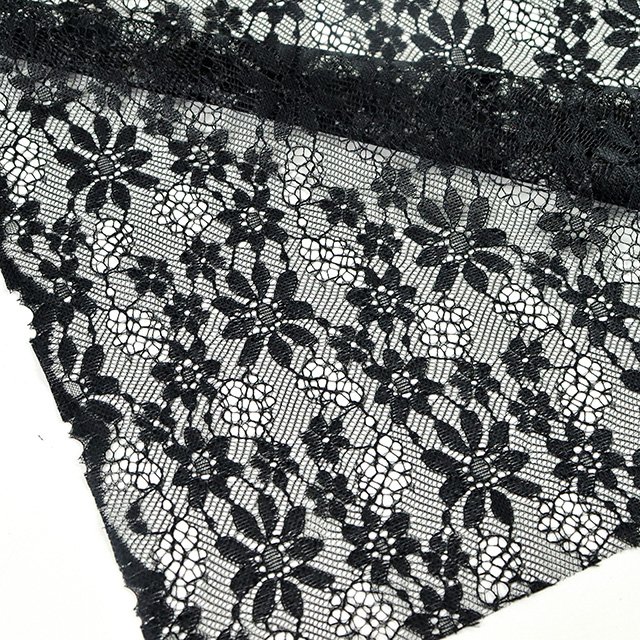 2023 New pattern design black lace fabric polyester lace fabric for dress