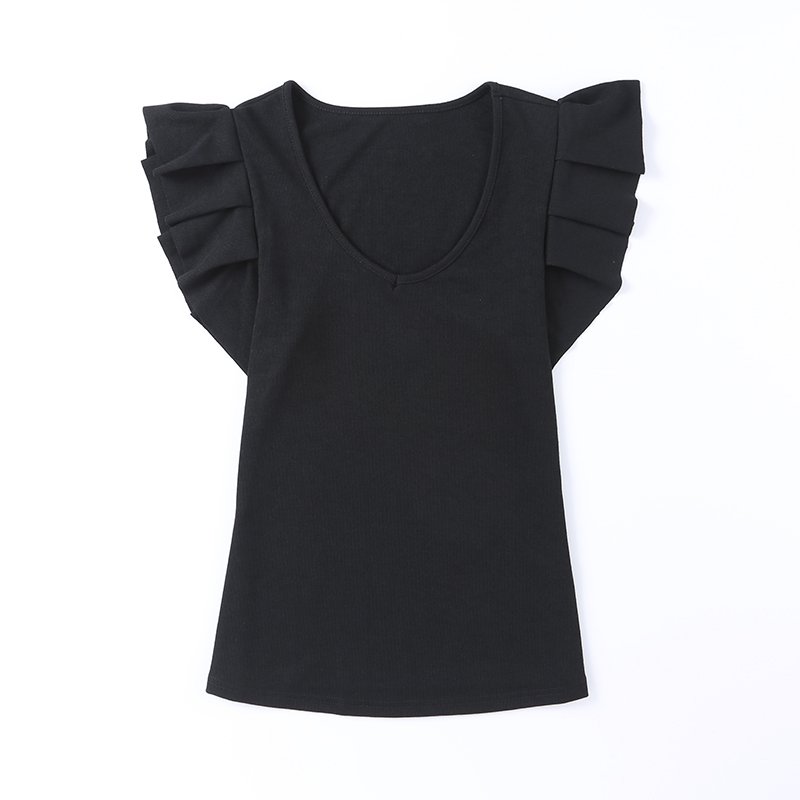Hot Selling Products 2023 Ruffle Sleeve Sexy Ribbed Tank Fashionable Woman Tops